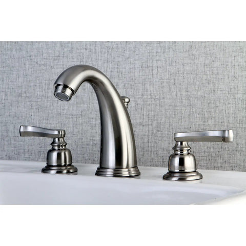 Royale Widespread Lavatory Faucet With Brass Pop Up Brushed Nickel Finish Slick 8 To 16 Inch Adjustable Center Deck Mount