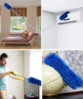 Grab And Go Cobweb Duster With Extension Pole Kit Washable Duster Aluminum Telescoping Rod Dual Duster Heads Corner Brush cleaning ceilings