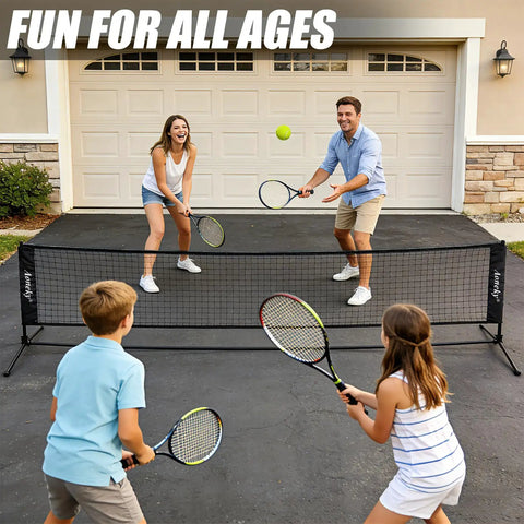 All In One Portable Pickleball And Tennis Practice Net System No Tools Easy Setup In Minutes Freestanding 10ft Net in use