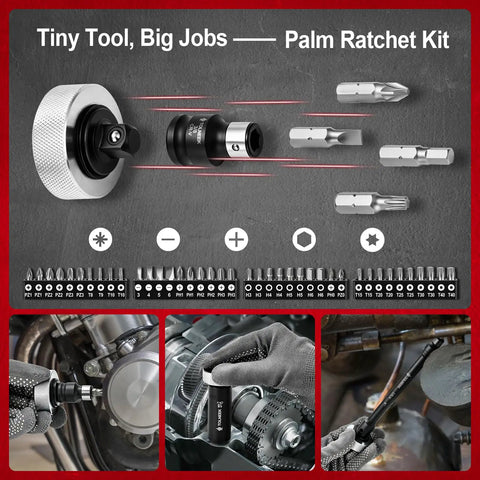 3/8 Inch Impact Socket Set 92 Pieces With Adapters CrMo Steel Deep Sockets Quick Release Ratchet And Palm Kit For Tough Jobs, palm ratchet kit
