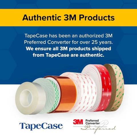 Assorted 3M tapes on display, including heavy duty mounting tape, TapeCase and 3M authorized converter branding.
