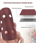 5 Inch Sanding Discs Kit showcasing calcined aluminum oxide grain and backing layers for DIY woodworking and finishing.