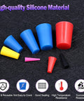 Color-coded 40 Piece High Temp Silicone Rubber Stoppers Set with 8 Sizes Tapered Plugs for Masking in Powder Coating Painting Anodizing