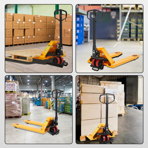 Beefy Rubber Pallet Jack Chock in use with pallet jacks, showcasing heavy-duty stabilization in warehouse environments.
