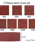 Grit samples of 3X18 Inch Sanding Belt Set With 21 Belts Aluminum Oxide Paper For Sander Woodworking Assorted Grit 40-320