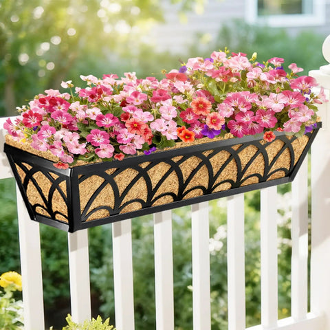 deck hanging planter boxes 24 Inch Railing Planter Box Set With Liners ✓