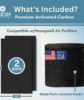 Activated Carbon Prefilter Replacement For R Series Air Purifiers 10x46.5 Inches 2 Pack with USA flag and coconut husks