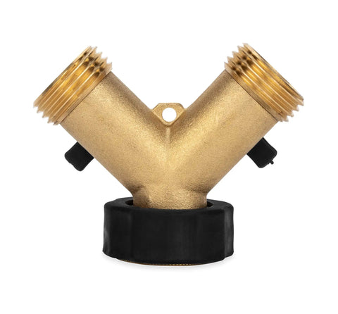 Solid Brass Water Wye Valve With Easy Grip Handles For Simple Hose Connection, Universal Fit, CSA Low Lead Certified, AB1953 Compliant, Durable No Fuss Quarter Turn Valve