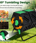Dual Chamber Outdoor Compost Tumbler With Aeration Built Tough Heavy Duty Rotating Composter 2 Sliding Doors 34.5 Gallon Bin