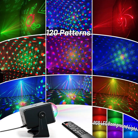 Lit Party DJ Disco Light With Disco Ball, LED Stage Strobe Projector with patterns and remote