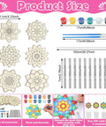 Lotus Flower Wind Chime Craft Kit For Kids 24 Piece Color Your Own Mandala Windchime DIY Unfinished Wood Hanging Ornaments Coloring Wind Chime Set With Paints Brushes And 39Inch Wire For Spring Summer Gifts And Parties product size and components.