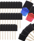 Massive 120 Piece Bulk Crate Of Two Inch Foam Paint Brushes With Tough Wood Handles Gear Up For Flawless Varnish Stain And Primer Runs On Any Local Weekend Craft Job, showing black foam brushes.
