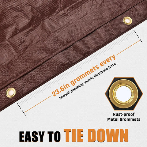 Image of 10x12Ft Heavy Duty Tarp With 10 Mil Thickness Waterproof Tear Resistant Poly Tarp With Reinforced Edges And Brass Grommets