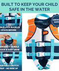 Kids Swim Vest With Integrated Foam Panel For Toddlers And Kids CE Certified Flotation Aid Secure Double Zip With YKK.