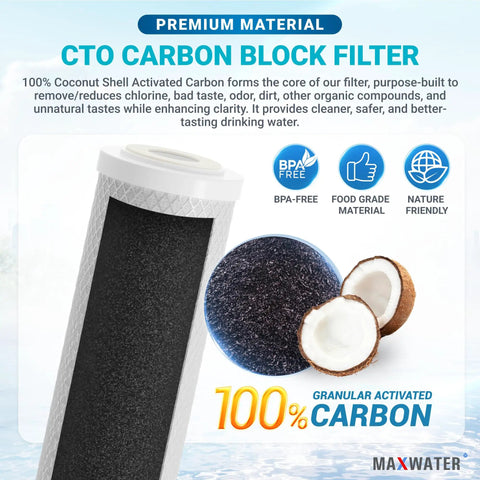 5 Micron CTO Carbon Water Filter Cartridge 10 By 2.5 For Whole House Filtration 25 Pack with coconut shell carbon image