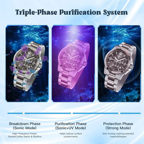 Triple-phase purification system for watches with Dope High Frequency 45kHz Ultrasonic Jewelry Cleaner With 200Ml Tank