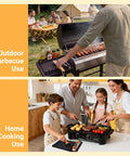 Scenes of Silicone Grill Mat for Blackstone Griddles and Outdoor Grills, Heat Resistant to 450°F, in outdoor barbecue and home cooking settings.
