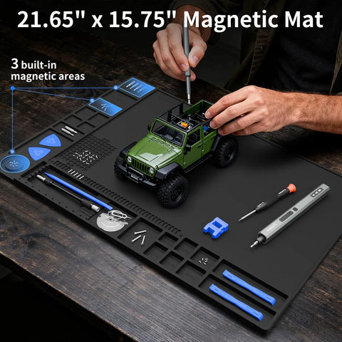 Large Soldering Mat Heat Resistant Up To 932 Fahrenheit With 17 Accessory Zones, 133 Compartments, and RC car repair