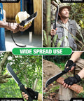 19 Inch Machete With Saw And Sheath in use for peeling coconut, jungle trekking, cutting branches, sawing wood outdoors.