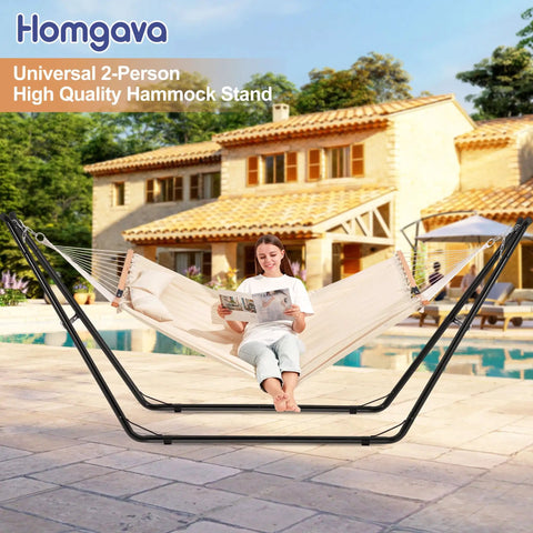 Heavy Duty Hammock Stand For Indoors And Outdoors, 660 Lb Capacity, Fits 9.6 To 14 Ft Hammocks, All Steel Frame, black