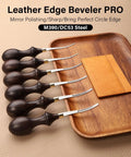 Leather Edge Beveler Pro 1mm Skiving Tool set with ebony handles on wooden tray