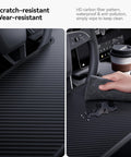 2 In 1 Car Steering Wheel Desk Tray And Seat Gap Filler Organizer Foldable Carbon Fiber Look Table being cleaned