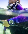 Diver wearing i200C Wrist Dive Computer With Bluetooth, DiverLog App Access, and Phone Sync, blue finish, underwater monitoring