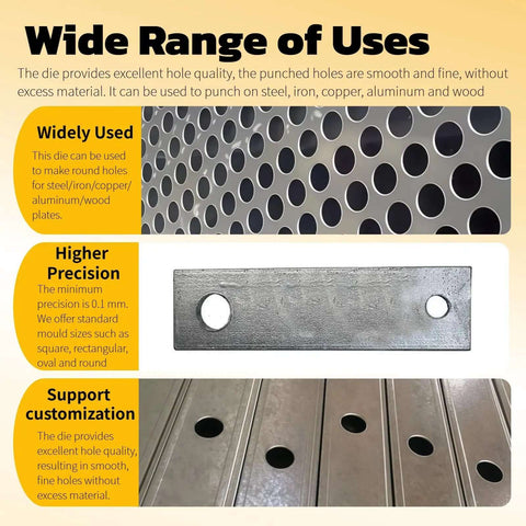 Wide range of uses for Heavy Duty Hydraulic Round Punch Die 19.5mm for precise metal punching in steel, copper, and aluminum