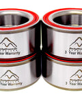 4-pack Rocky Mountain Bearings front and rear wheel bearings with red seals and 3 Year Warranty label