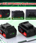 2 Pack 3.5Ah Lithium Battery For Skil 20V PWR CORE Battery BY519601 BY519603 BY519702 with LED Indicator and Durable Interface