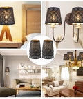 Crystal Chandelier Shades Set of 6 Clip On Mini Lamp Shades for Droplight Wall Lamps and Candle Chandeliers in various settings.
