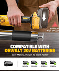 Cordless 12000 PSI Grease Gun With 39 Inch Hose, Dual Pistol And Inline Grip, Works With Bulk Or Cartridge Grease, Compatible With DeWalt 20V Batteries, Tool Only, shown without battery
