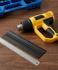 Yellow heat gun with 50 Pack Plastic Welding Rods 20cm Black PP Welding Sticks For Auto Body Bumper Scratch And Crack Repair Kit