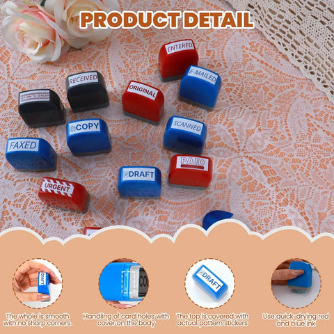 Top Notch Self Inking Stamp Set Boasts A Knockout 12 Pack Of Red And Blue Rubber Stamps crafted for busy office paperwork.
