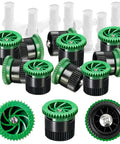 10 Pack Variable Arc Sprinkler Nozzles for 360 Degree Pop Up Sprinklers Replacement Adjustable Spray Heads in green and black