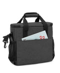 Travel Coffee Maker Carrying Bag For Keurig K Mini And K Mini Plus with magazine pocket, durable black fabric.