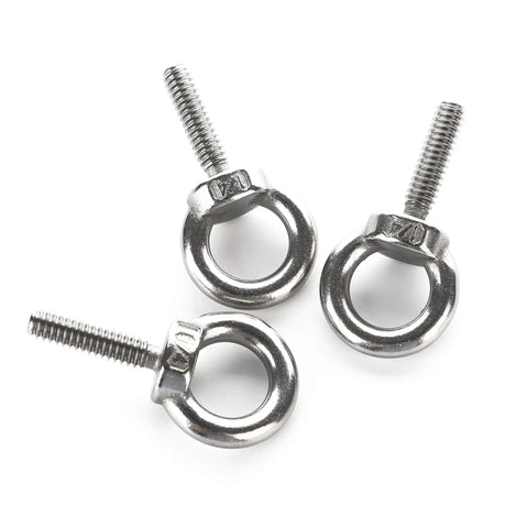 Stainless Steel 304 Eye Bolts One Quarter Inch Twenty Threads One Inch Long Ring Lifting Hardware 5 Pack Heavy Duty Lift Rings