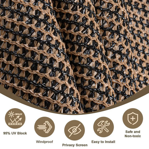 Close-up of 6x8 Ft Sun Shade Cloth With 95 Percent UV Protection HDPE Material Outdoor Shade Tarp With Grommets for patio use