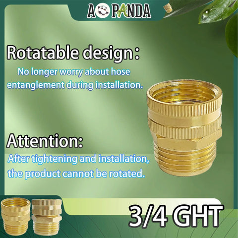 Brass Garden Swivel Pipe Fitting 3/4 GHT Female To 3/4 GHT Male Hose Adapter, Leak-Proof, Easy Hookup Hose Connector, Heavy-Duty, Corrosion-Resistant, Pack Of 2 brass swivel hose fitting, 3/4 GHT