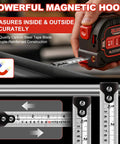 3-in-1 Laser Tape Measure With 196ft Laser Range, 16ft AutoLock Tape, Built-In Level, Type-C Rechargeable, Magnetic Hook, 6 Modes For Construction And DIY Pros, Ultra-Accurate Distances And Quick Measurements; magnetic hook and steel tape visible