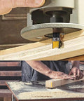 Using 4 Piece Flush Trim Router Bit Set With Top Bearing Carbide Cutters on plywood for precise template routing and clean edges.