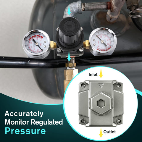 Air Regulator With 0 To 200 Psi Gauge And Four Port Adjustable Regulator, Fits Craftsman DeWalt DeVilbiss Air Compressors kit image