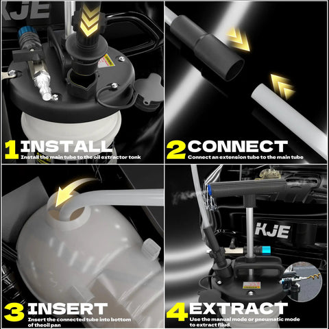 Garage Ready 6.5 Liter Manual And Pneumatic Oil Fluid Extractor Pump With Complete Accessory Kit step-by-step installation guide.