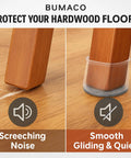 20 Pack Chair Leg Floor Protectors Silicone Pads For Hardwood Floors Clear Universal Fit shown reducing noise on wood floor.