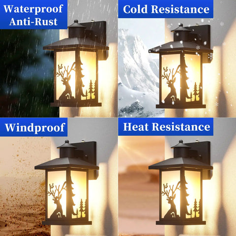 Two Pack Dusk To Dawn Outdoor Wall Lanterns Waterproof Sconce Lights With Frosted Glass Shade And E26 Socket For House Garage Patio Front Door Auto Night Sensor No Fuss showcasing weather resistance qualities.