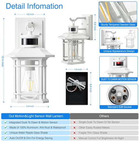 Diagram of 2 Pack Outdoor Motion Lights For House With Dusk To Dawn Sensor, featuring design details and dimensions.