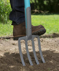 Nature Line Spading Fork for quick, no-fuss root-safe digging and loosening soil in garden beds, heavy-duty hardened steel tines