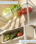 Rock Solid 4 Tier Adjustable Wire Storage Rack Heavy Duty Steel Industrial Shelving with fresh vegetables on display.