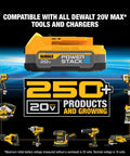 Dewalt 20V PowerStack battery with tools, 20V Max compatibility, 250 products and growing