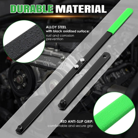 Universal Serpentine Belt Tool Kit With Bag For Easy Belt Removal and Tensioner Relief tool with rust prevention features.